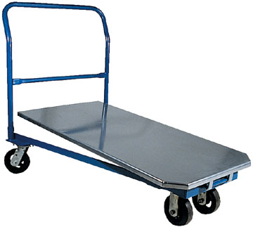 The Beacon nesting storage platform truck is designed to save valuable warehouse storage space. The platform cart is ideal for warehouses, shipping and receiving areas, lumber retailers, mailrooms and other places where a portable rolling cart is needed. The platform truck requires 30" wide x 48" long of floor space. With this platform cart stacking design, each additional truck only adds 12" length. The portable rolling cart features a durable powder coat finish. The storage platform truck is lightweight and durable.
