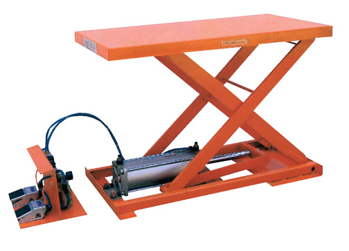 Air scissor lift cart includes an air actuator valve.