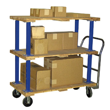 The Beacon wood platform cart is designed to minimize lifting and bending. The wood platform cart is ideal for office, plant and shipping area use. Countersunk holes enable the deck to have a smooth surface. The platform cart models are available with either 2 or 3 shelves. The wood platform cart is lightweight material handling equipment.