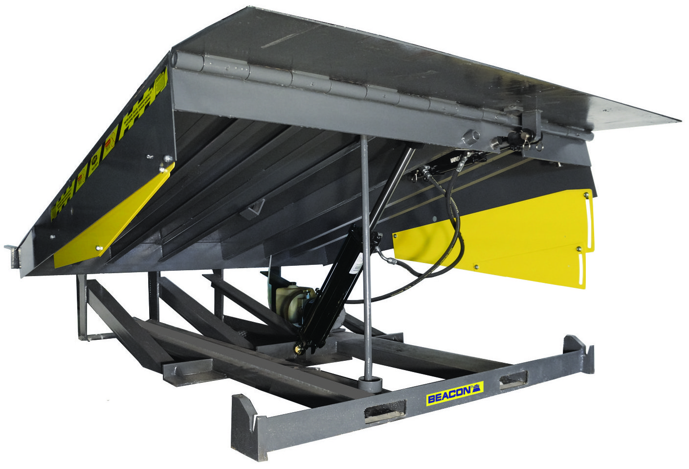Hydraulic dock leveler features service capacities of up to 40,000 lbs. Hydraulic dock leveler features service capacities of up to 40,000 lbs.