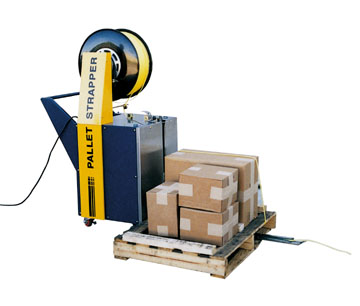 Pallet strapping machine is many times faster than hand strapping. Pallet strapping machine is many times faster than hand strapping.