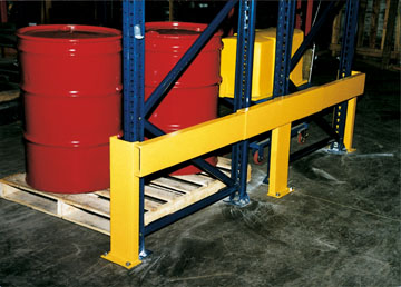 Adjustable rack guard rail comes with steel mounting plates.