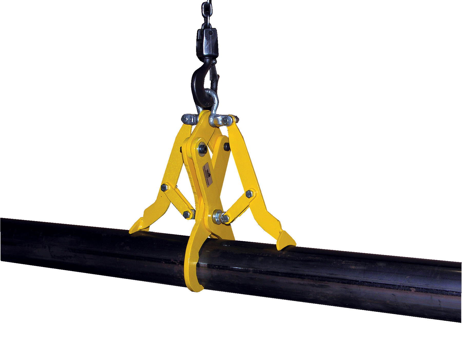 Beacon heavy duty pipe lift firmly grasps pipes for lifting via an overhead lifting device. The pipe lift is available in 14 models; 7 are designed for steel pipes and 7 are designed for cast iron pipes. The various pipe lift models accommodate pipes with outer diameters ranging from 3.5" to 15.3". Pipe lift can accommodate loads of up to 3,500 lbs.