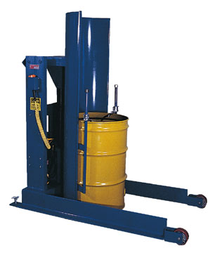 Beacon stationary drum dumper is ideal for the dispensing of drum contents at various standard heights. This hydraulic drum dumper is controlled by the push of a button. Stationary drum dumper dumps various drum sizes. Beacon drum dumper is for use with steel, plastic or fiber drums. Stationary drum dumper features steel construction.