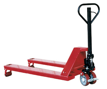 Handling pallet trucks feature a service capacity of 5,000 lbs.