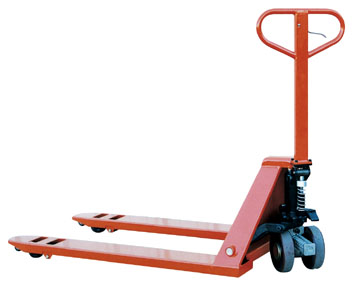 Power pallet jack features an ergonomic design. Power pallet jack features an ergonomic design.