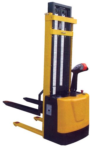 The Powered Hand Truck is a fork over stacker. Designed and built to move payloads thourghout the warehouse quickly and easily over a smooth concrete floor. Powered hand truck raises to 62 inches.
