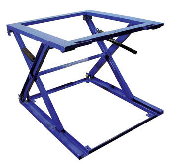 The adjustable pallet stand has springs for height adjustment. The adjustable pallet stand has springs for height adjustment.