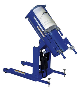 The Beacon pail equipment minimizes the redundant worker bending required to pour pail contents. The pail equipment provides 24 angle settings for dispensing 5-gallon plastic or steel pails. The pendant hand control of the pail dumper gives the operator 135-degree rotation control. The pail equipment is portable with two rigid and two swivel casters. Pail equipment features solid steel construction.