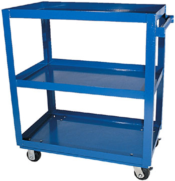 The Beacon service cart is ideal for transporting parts and boxes. The service cart features a 2" lip on all shelves to prevent items from rolling off. Tool service cart is constructed of either aluminum or steel.