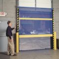 Beacon bug door screen is designed for use at facilities such as loading docks and garages. Bug door screen helps keep out insects and birds and reduce dust and wind, improving employee comfort. Bug screen door lets in fresh air and light. Bug door screen is constructed of vinyl-coated polyester.
