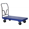 The Beacon steel platform hand cart dolly includes a removable high polished steel handle and rolls evenly on 2 rigid and 2 swivel casters. The deck of the platform hand cart dolly is all welded and has structural reinforcement underneath for added strength. Hand cart dolly features a 3,600-lb. capacity.