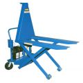 The Beacon high lift pallet truck is designed to reduce injury and lessen muscle fatigue by lifting work materials to the operator's height. This high lift pallet truck with small portable design is made to raise crates, bins and skids without an understructure. The high lift pallet truck allows the lifting of heavy loads by electric hydraulic power and the manual transportation of these loads without the use of a fork truck. The material handling fork lift with small portable design uses 12 V DC power and comes standard with an on-board battery charger. Each model has a safety foot brake, which can be set during loading and unloading. Built into the power unit is a key-operated on/off switch for increased security. High lift pallet truck with small portable design features a 2,500-lb. capacity.