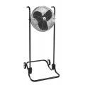 Portable industrial shop fan provides increased air circulation, yielding greater worker comfort.