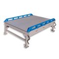 Mobile Loading Dock Portable Platform serves as a loading dock in remote areas for truck trailer and railcar applications. Place in front of railcar for a 90 degree loading and unloading procedure. Ideal for placing in yard for remote 180 degree truck trailer loading and unloading. Available with standard fixed legs or optional adjustable legs. Steel platforms are a fast economical wasy to expand your dock area and increase freight handling capabilities without the expense of concrete work. Mobile Loading Dock Portable Platform is designed for loading and unloading railcars and truck trailers.