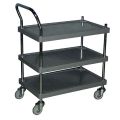 The Beacon industrial plastic utility cart is designed to transport loads from one workstation to another. The industrial plastic utility cart is available in either a 2-shelf or 3-shelf model. Each shelf height is adjustable in 1-1/2" increments. The plastic utility cart is constructed of rugged polyurethane.