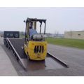 Beacon steel yard ramp enables workers to load and unload trucks, trailers and rail cars from ground level at buildings that don't have a freight dock. This portable steel yard ramp is operated with a 2-speed hand crank. These steel yard ramp features 9" steel wheels, 4" high safety curbs, positive traction open steel grating, a 15" overlap lip, rubber bumpers and safety locking chains. Steel yard ramp features service capacities of up to 30,000 lbs.