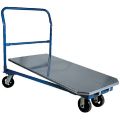 The Beacon nesting storage platform truck is designed to save valuable warehouse storage space. The platform cart is ideal for warehouses, shipping and receiving areas, lumber retailers, mailrooms and other places where a portable rolling cart is needed. The platform truck requires 30" wide x 48" long of floor space. With this platform cart stacking design, each additional truck only adds 12" length. The portable rolling cart features a durable powder coat finish. The storage platform truck is lightweight and durable.