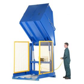 Box dumpers eliminates the need for manual dumping of industrial containers.