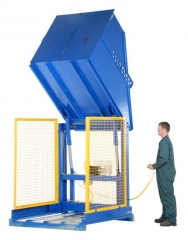 Hydraulic Box Dumpers - Container Dumper are designed with heavy duty welded steel construction. This series is capable of dumping containers up to 6,000 lbs.